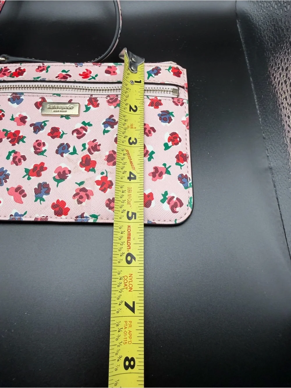 kate spade Pink Floral Zip Wristlet with Red and Blue Accents